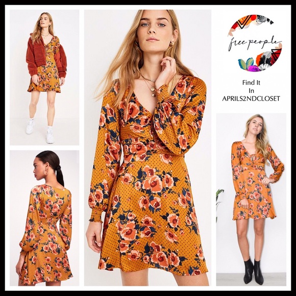 Free People Dresses & Skirts - FREE PEOPLE BOHO V-NECK LONG SLEEVES DRESS A2C